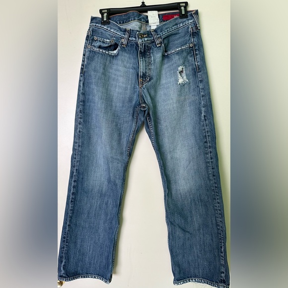 Express Jeans 32x30-Medium Wash Fade-Wide Leg-Low Rise-Boot Cut Denim (X2) - Picture 1 of 6
